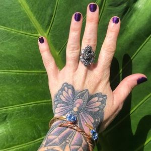 Stainless steel rose ring size 8